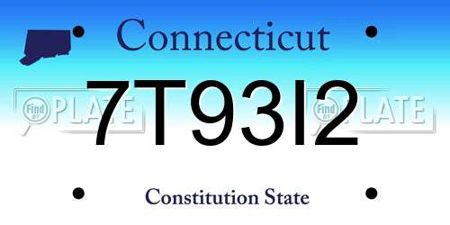 7T93I2 Connecticut License Plate