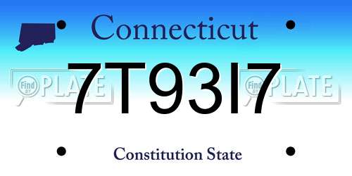 7T93I7 Connecticut License Plate