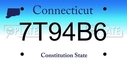 7T94B6 Connecticut License Plate