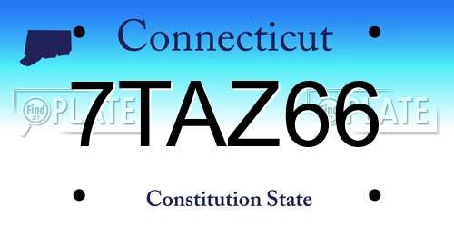 7TAZ66 Connecticut License Plate