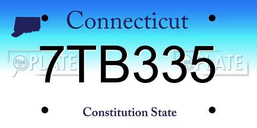7TB335 Connecticut License Plate