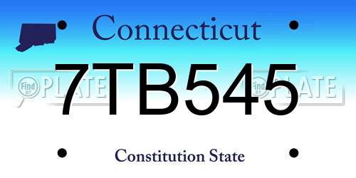 7TB545 Connecticut License Plate