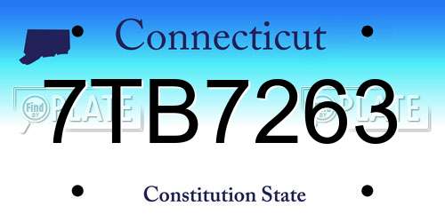 7TB7263 Connecticut License Plate