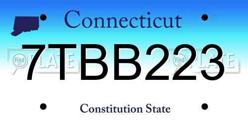 7TBB223 Connecticut License Plate