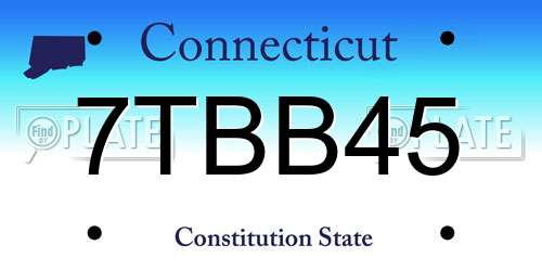 7TBB45 Connecticut License Plate