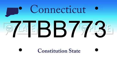 7TBB773 Connecticut License Plate