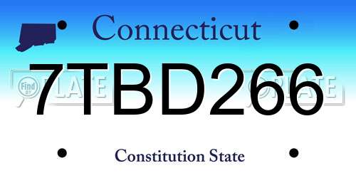 7TBD266 Connecticut License Plate