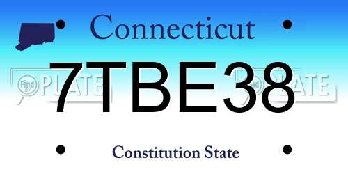 7TBE38 Connecticut License Plate