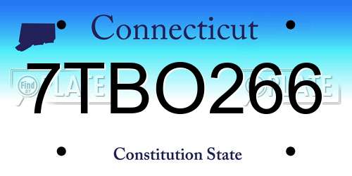 7TBO266 Connecticut License Plate