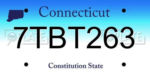 7TBT263 Connecticut License Plate