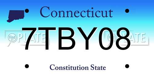 7TBY08 Connecticut License Plate