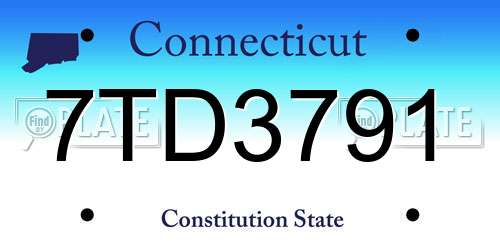 7TD3791 Connecticut License Plate