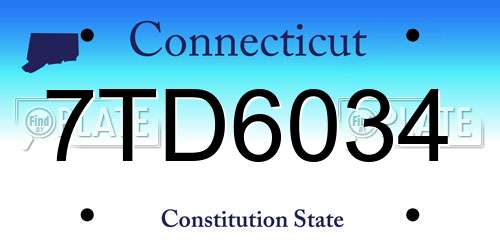 7TD6034 Connecticut License Plate