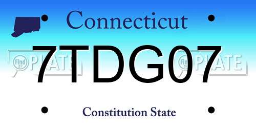 7TDG07 Connecticut License Plate