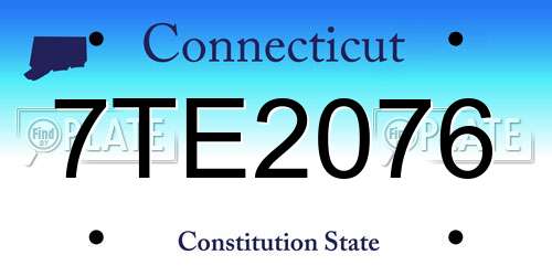7TE2076 Connecticut License Plate