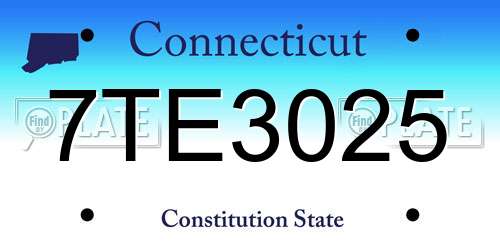 7TE3025 Connecticut License Plate