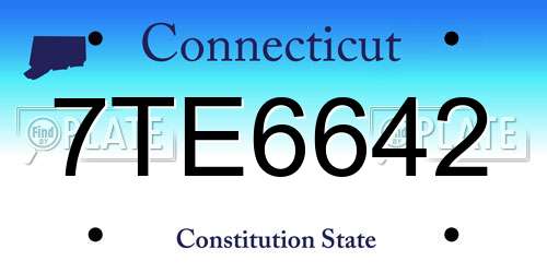 7TE6642 Connecticut License Plate