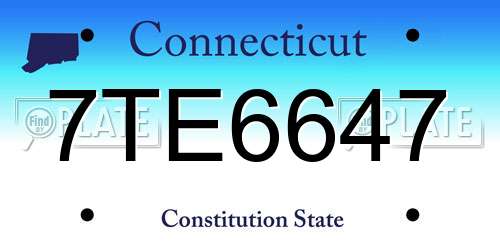 7TE6647 Connecticut License Plate