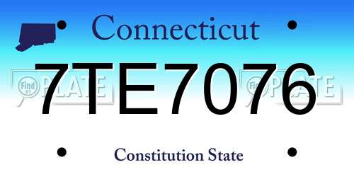 7TE7076 Connecticut License Plate