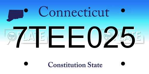 7TEE025 Connecticut License Plate