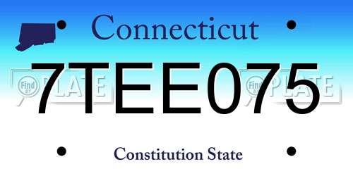 7TEE075 Connecticut License Plate