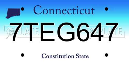 7TEG647 Connecticut License Plate