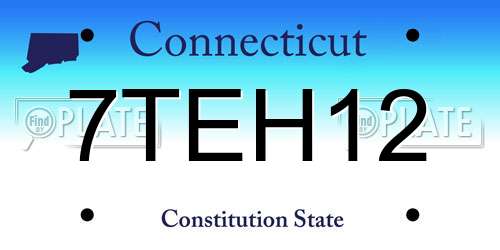 7TEH12 Connecticut License Plate