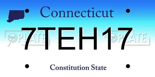7TEH17 Connecticut License Plate