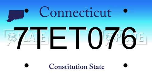 7TET076 Connecticut License Plate