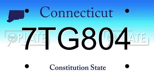 7TG804 Connecticut License Plate