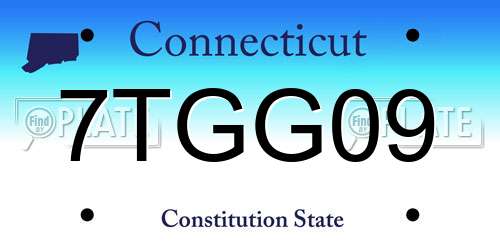 7TGG09 Connecticut License Plate