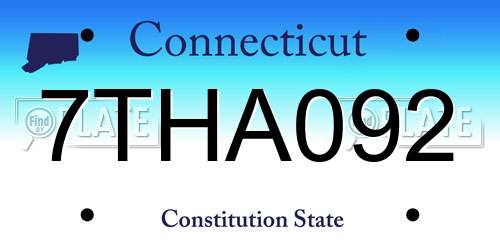 7THA092 Connecticut License Plate