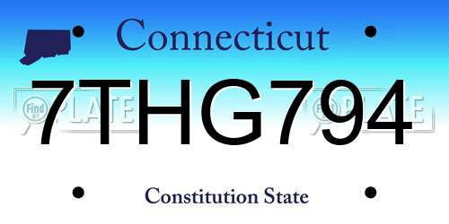7THG794 Connecticut License Plate