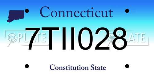 7TII028 Connecticut License Plate