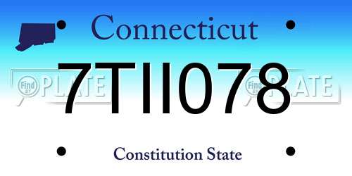 7TII078 Connecticut License Plate