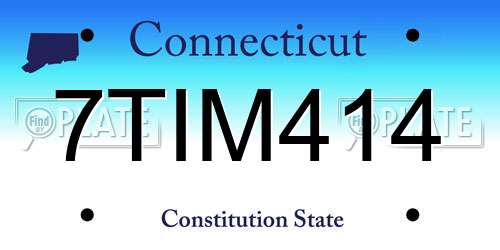 7TIM414 Connecticut License Plate