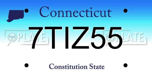 7TIZ55 Connecticut License Plate
