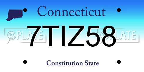 7TIZ58 Connecticut License Plate