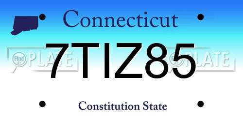 7TIZ85 Connecticut License Plate