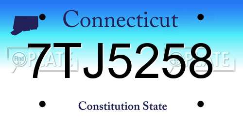 7TJ5258 Connecticut License Plate
