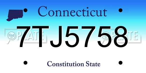 7TJ5758 Connecticut License Plate