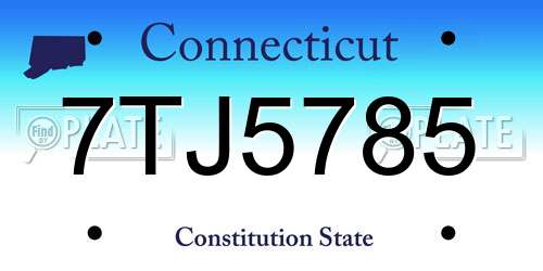 7TJ5785 Connecticut License Plate