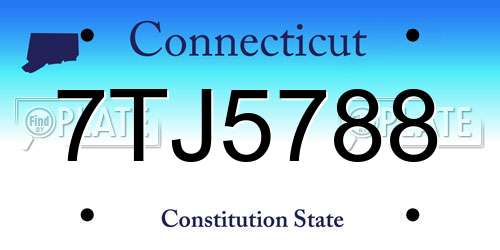 7TJ5788 Connecticut License Plate