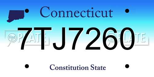 7TJ7260 Connecticut License Plate
