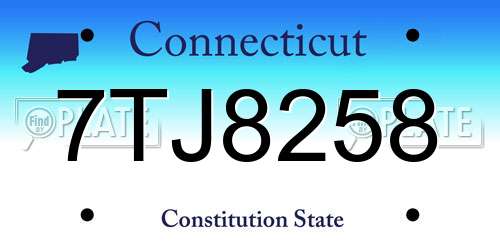 7TJ8258 Connecticut License Plate