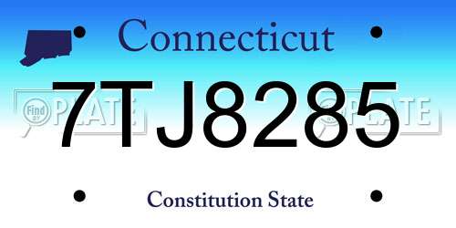 7TJ8285 Connecticut License Plate