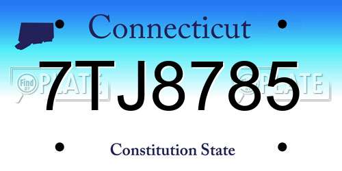 7TJ8785 Connecticut License Plate