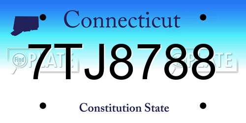 7TJ8788 Connecticut License Plate