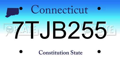 7TJB255 Connecticut License Plate