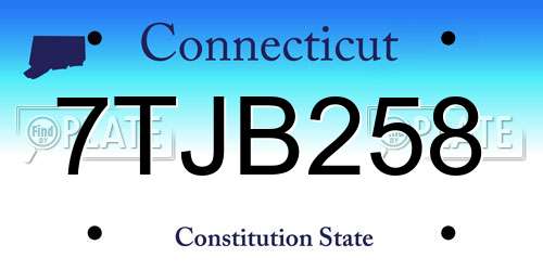 7TJB258 Connecticut License Plate